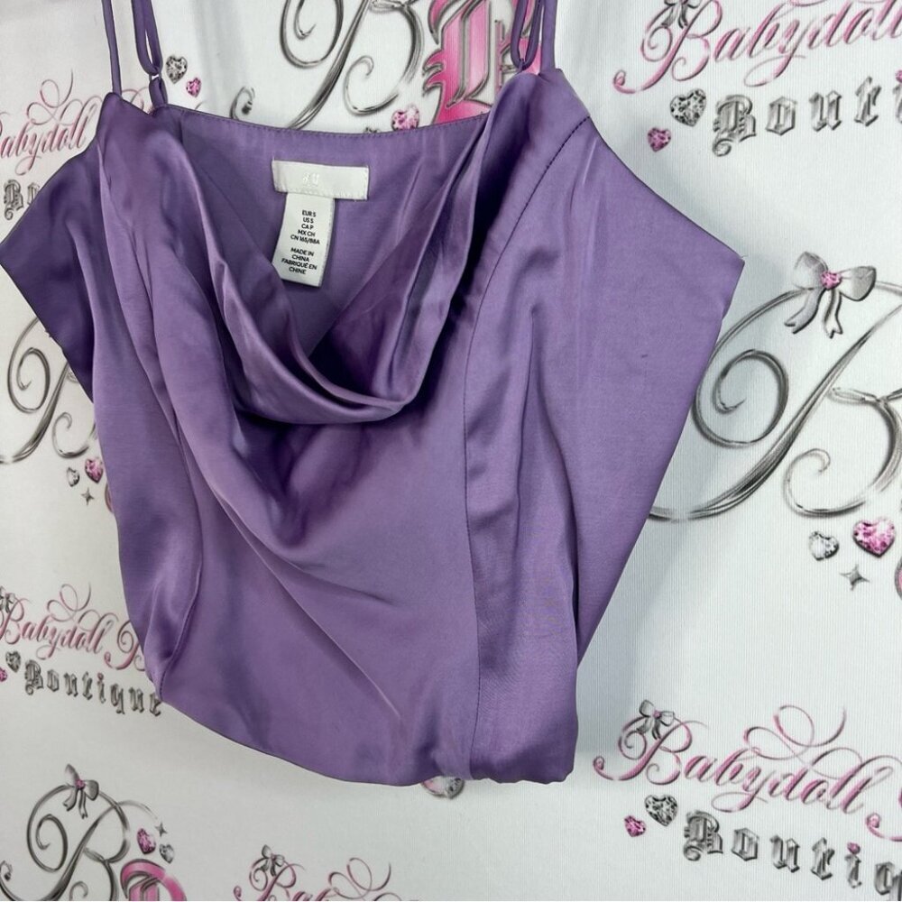 H&M cropped tank top lavender purple Lilac Camisole with Spaghetti Straps - Picture 3 of 5
